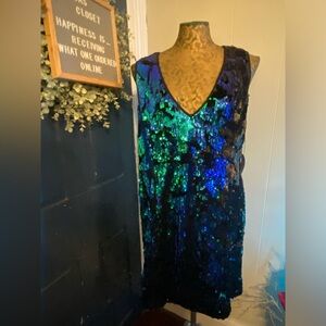 Mermaid Color Sequined Black Dress NWT